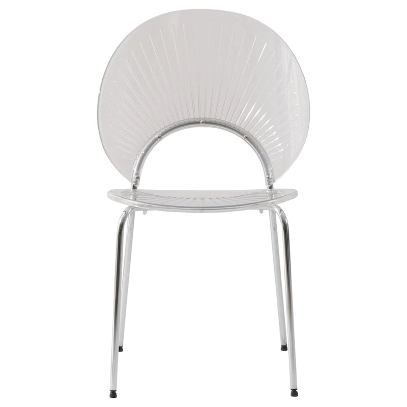 Chaise de salle à manger moderne empilable en plastique avec piètement chromé