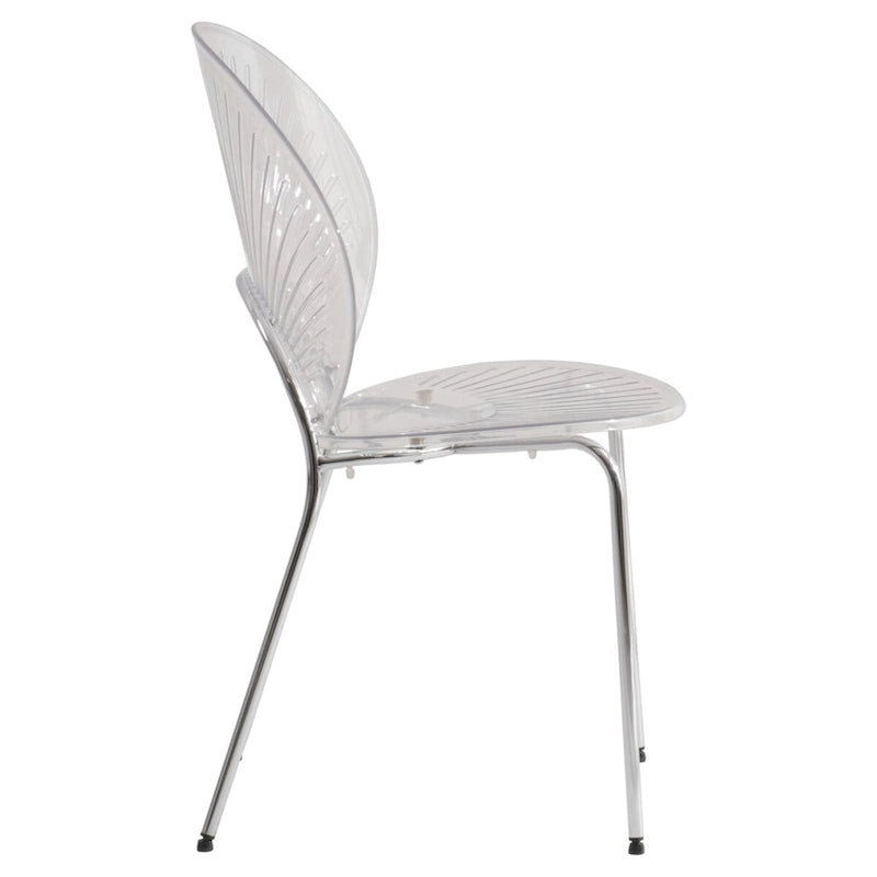 Chaise de salle à manger moderne empilable en plastique avec piètement chromé
