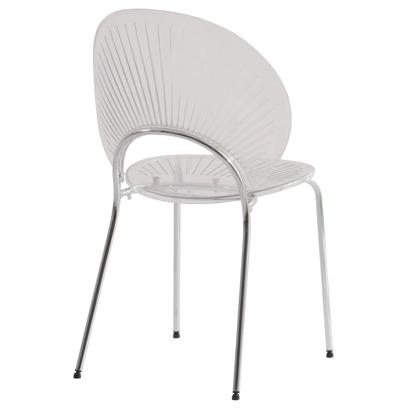 Chaise de salle à manger moderne empilable en plastique avec piètement chromé