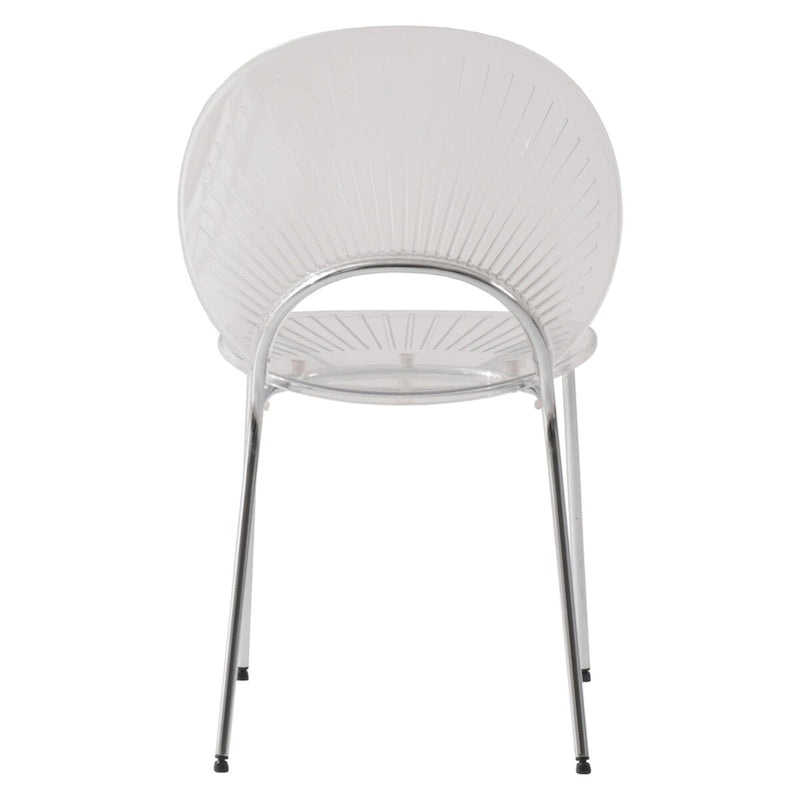 Chaise de salle à manger moderne empilable en plastique avec piètement chromé