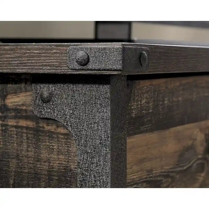 Industrial-Style TV Stand with Metal Frame and Open Shelving