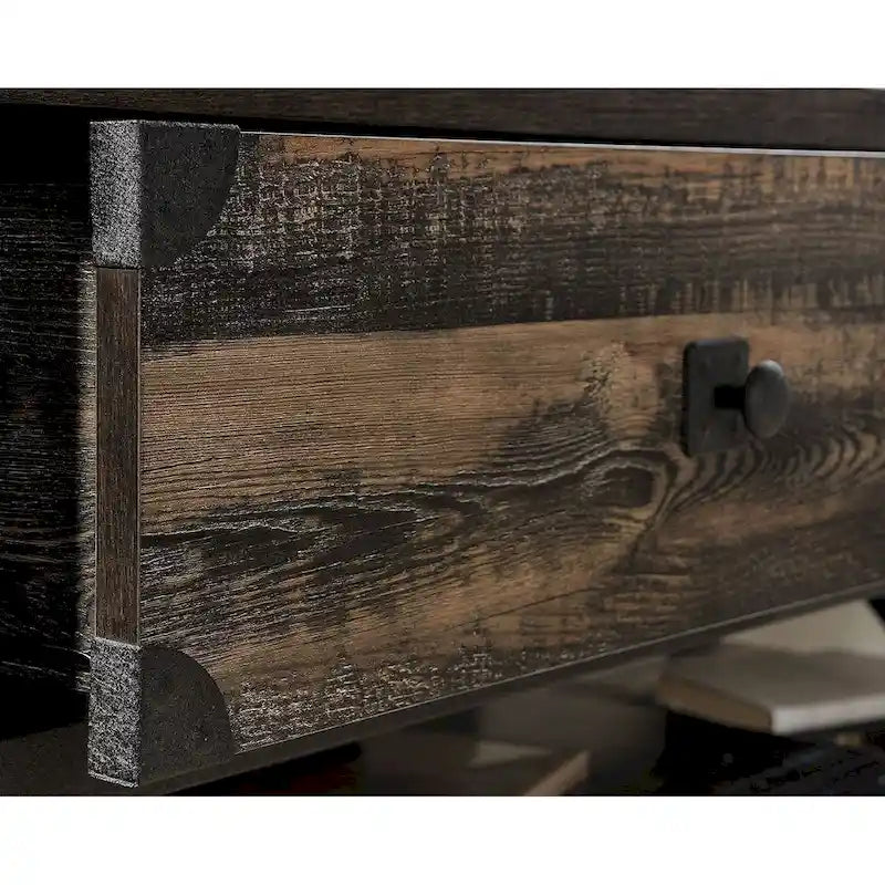 Industrial-Style TV Stand with Metal Frame and Open Shelving
