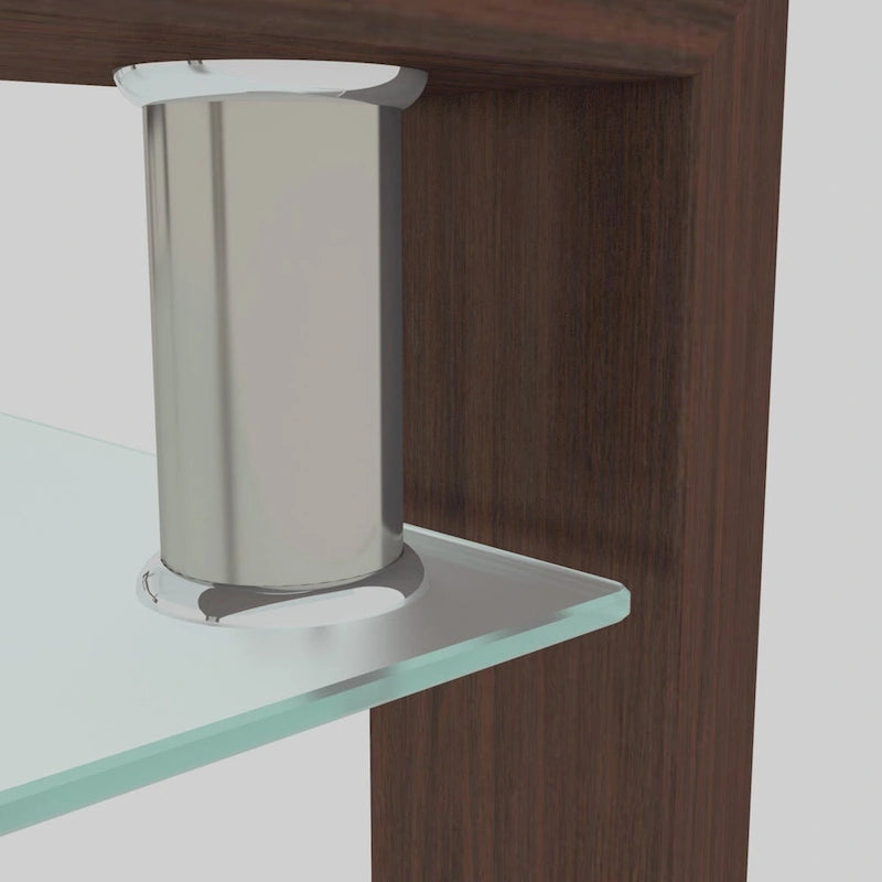Table basse rectangulaire moderne en verre trempé avec cadre en fer noir