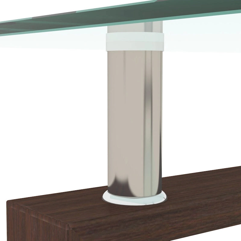Table basse rectangulaire moderne en verre trempé avec cadre en fer noir