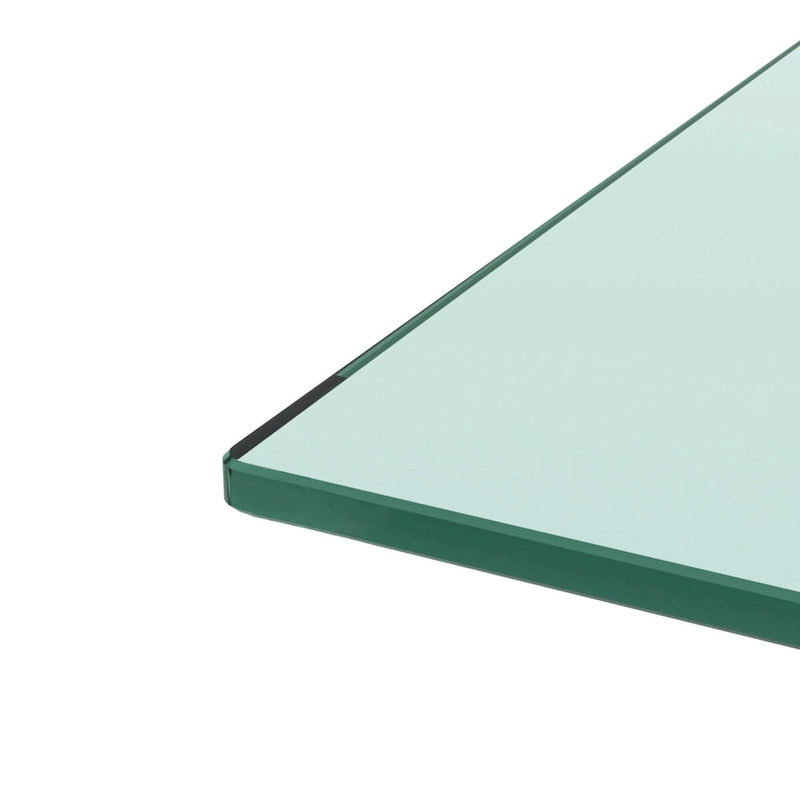 Table basse rectangulaire moderne en verre trempé avec cadre en fer noir