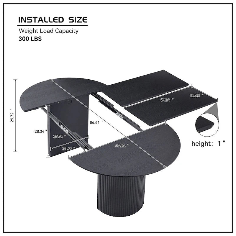Oval Extendable Dining Table with T-Shaped Base, Seats 2 to 6