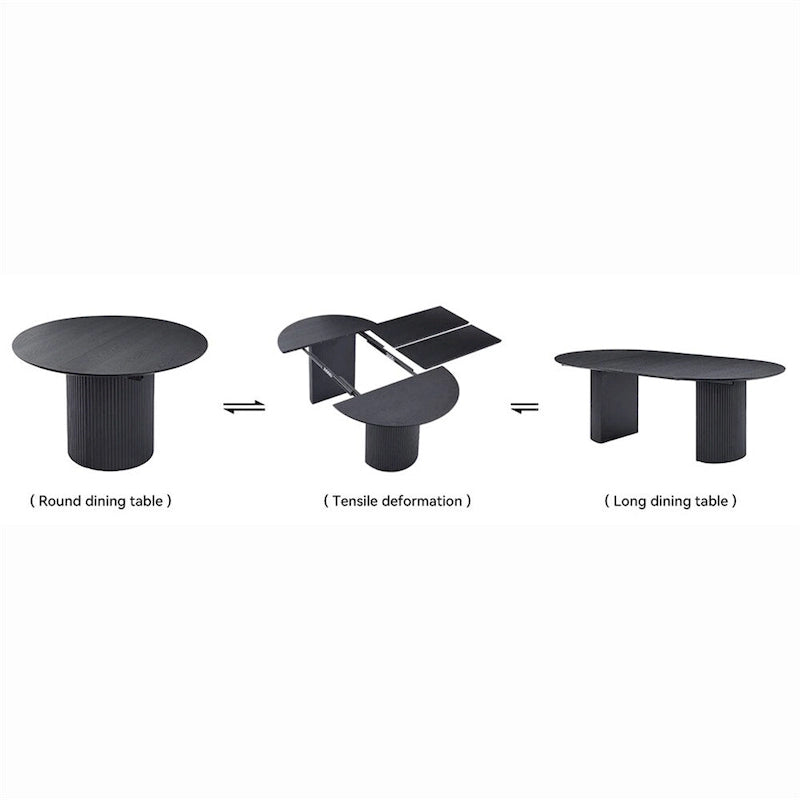 Oval Extendable Dining Table with T-Shaped Base, Seats 2 to 6