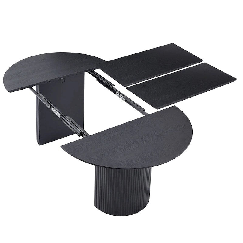 Oval Extendable Dining Table with T-Shaped Base, Seats 2 to 6