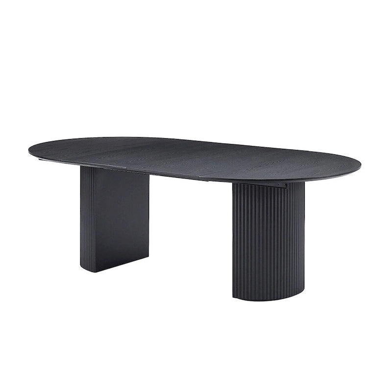 Table à manger ovale extensible avec piètement en T, pour 2 à 6 personnes