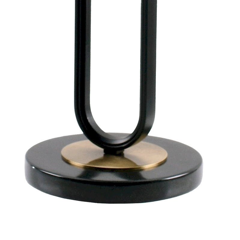 Round Marble Pedestal End Table with Metal Bracket